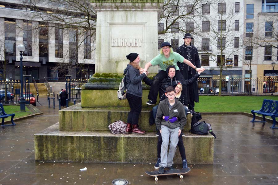 Friendly skate boarders, St Philips churchyard.