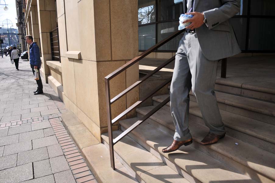 Man on stairs.