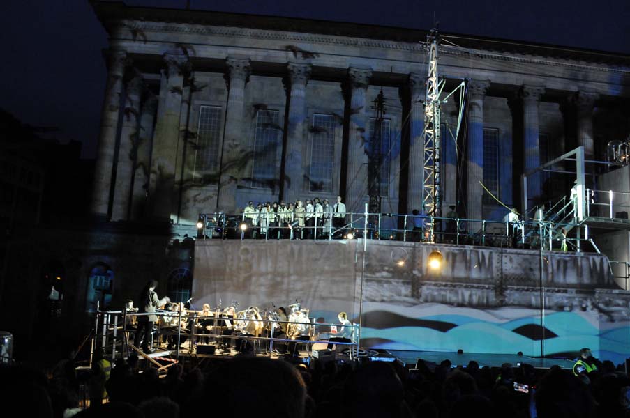 The choir and orchestra, the Voyage, Victoria Square.