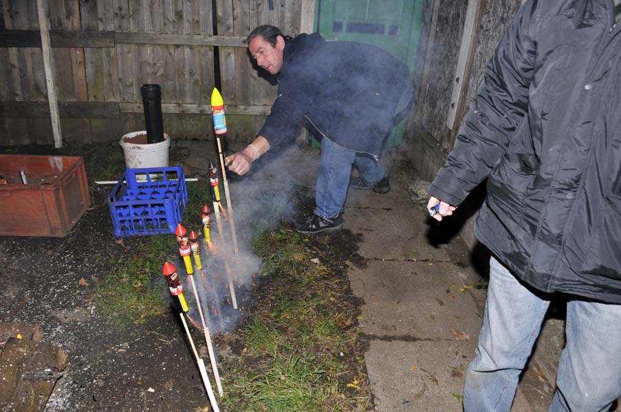 Adam lights a rocket, Erdington.