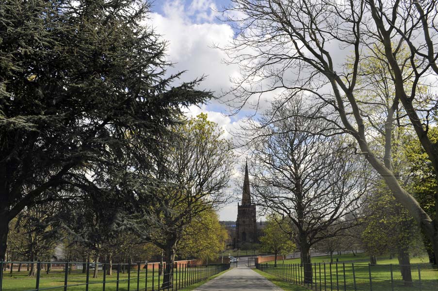 Aston church from Aston park.