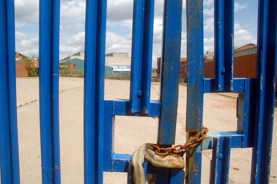 Gates of a demolished factory.