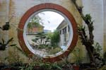 Through the round window, the Botanic gardens.