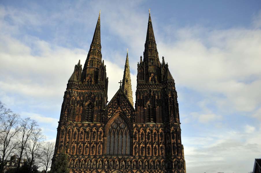 Looking up at the cathedral.