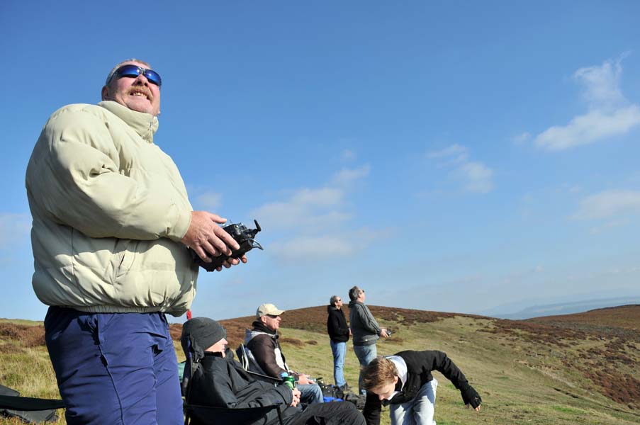 Mark flying, the Long Mynd.