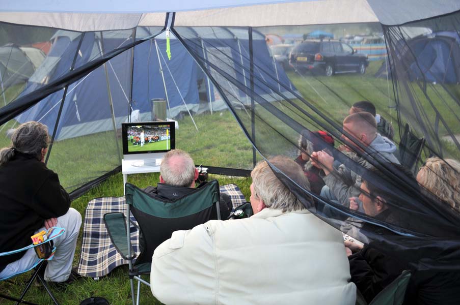 Watching England play football, Weston park.