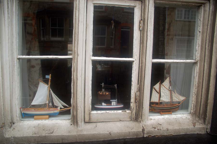 Boats in a window, Glastonbury.