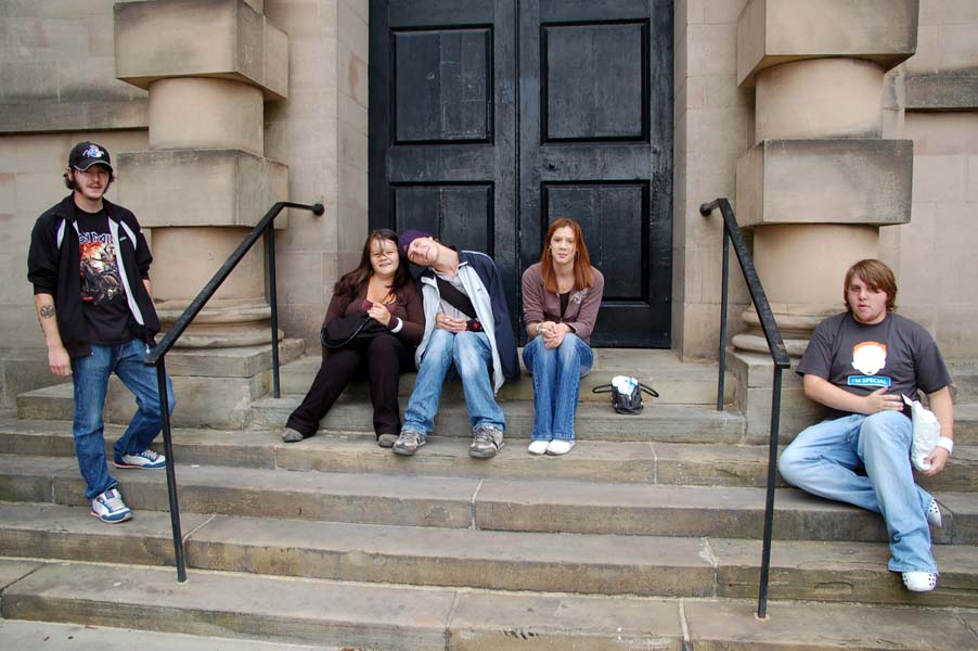 On the steps of a Wren church where Handel once played the organ, Wolverhampton.