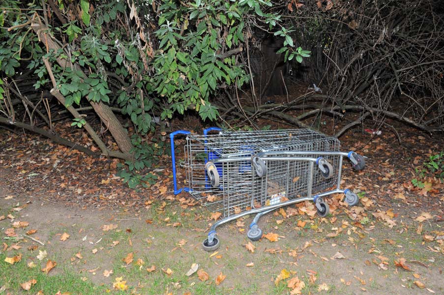 Shopping trolleys.