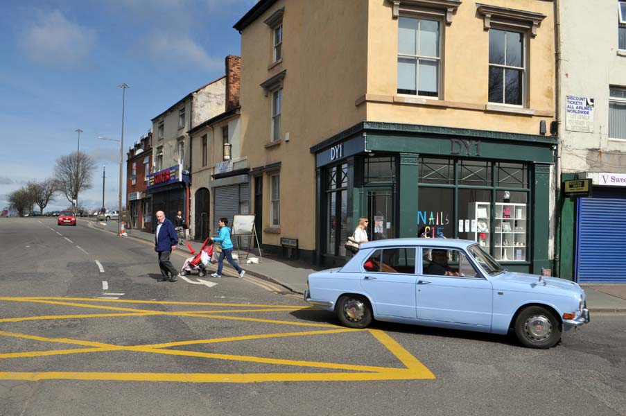 The light blue Triumph, Dudley.