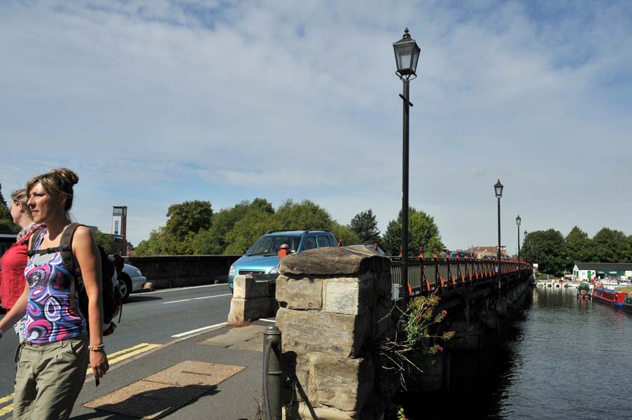 Ladies on a bridge.