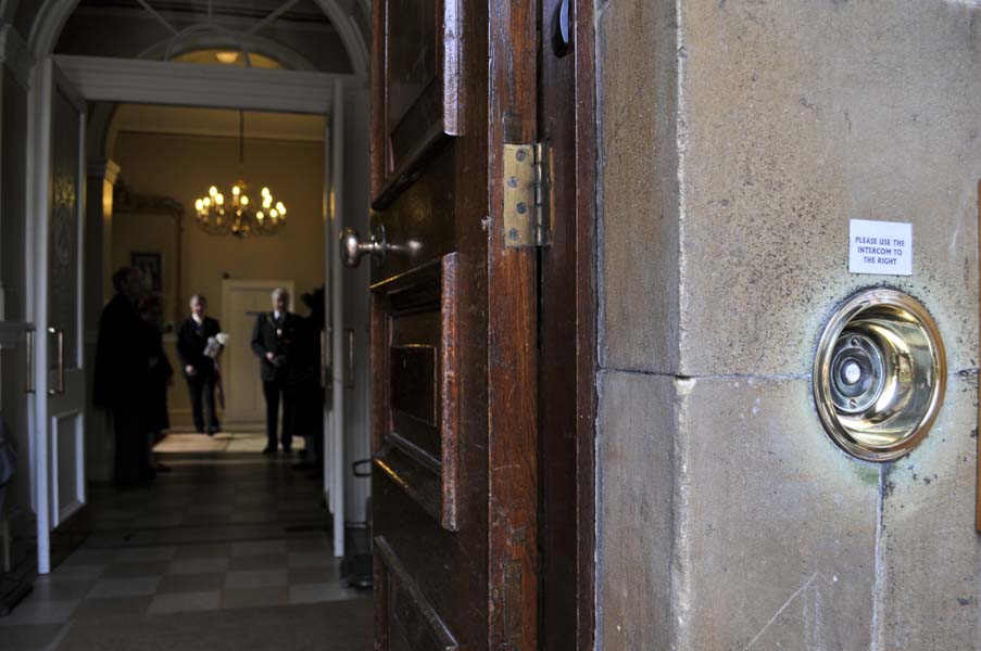 Looking into the Town Hall, Shakespeare's birthday celebrations, Stratford.