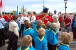 Admiring the soldier's medals, Stratford upon Avon.