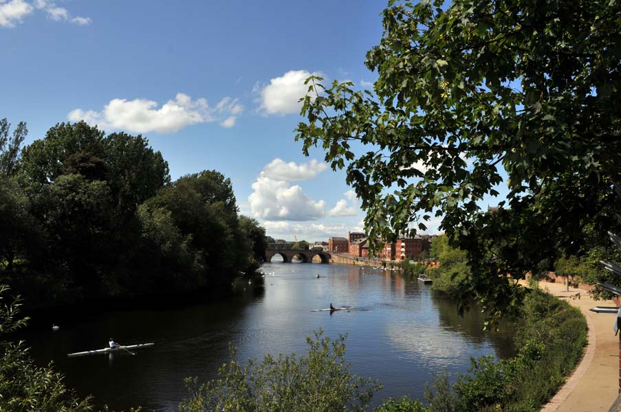 Rowing down the river.